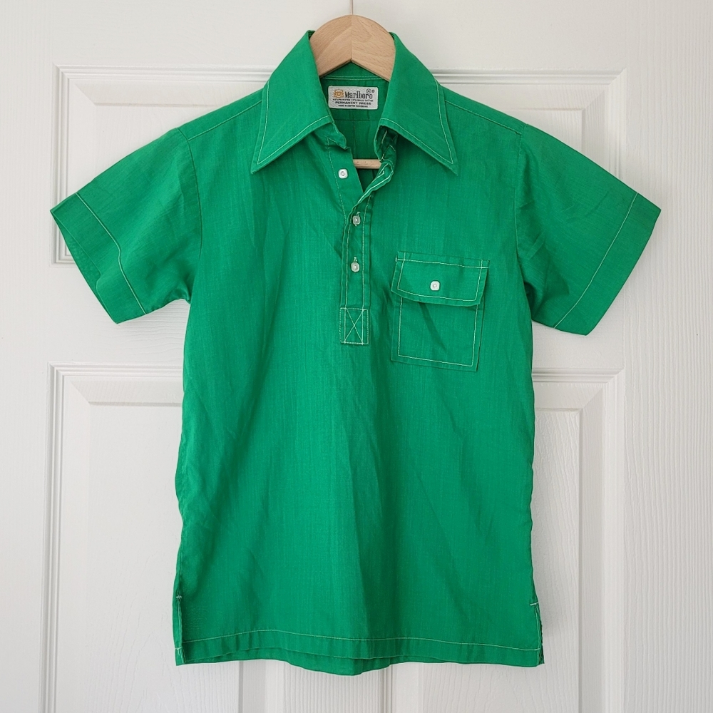 Vintage Green 1960s Marlboro Permanent Press Shirt